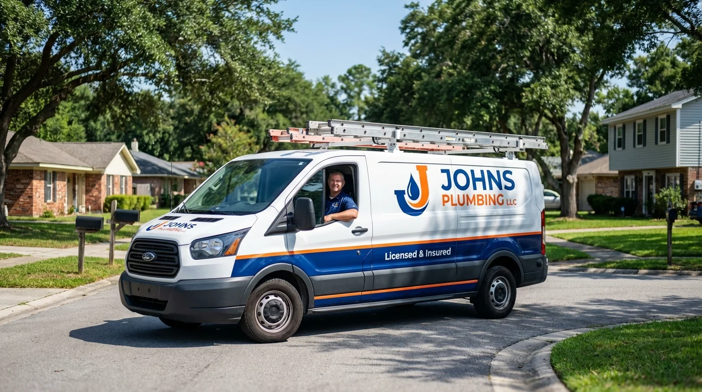 Johns Plumbing LLC service van in Alum Creek, WV